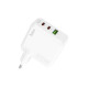 Hoco C115A 2*Type C+1*Type A (EU Socket) Charging Adapter (PD65W)